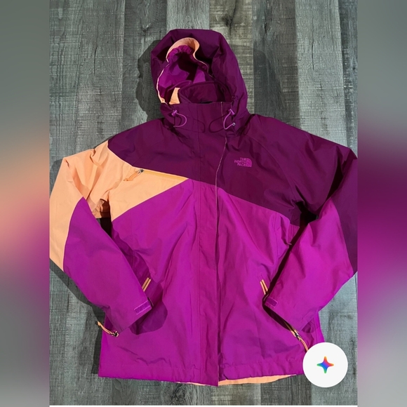 The North Face Cinnabar Triclimate 3in1 Zip Hood Jacket Pink Orange Women Large.